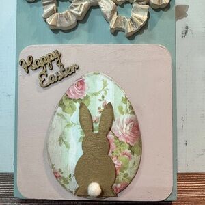 Shabby Chic Easter Bunny Pink Floral Wall Decor